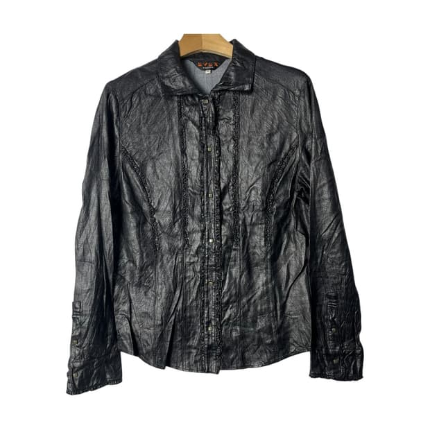 [Krizia] 크리지아 비건레더 프릴 셔츠