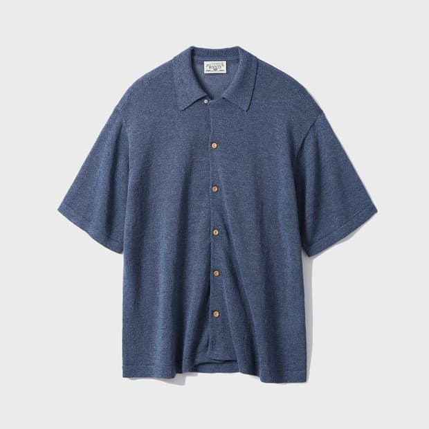 반츠 와시 오픈칼라 셔츠 Indigo S