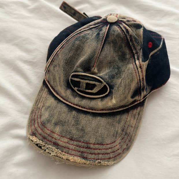 디젤 C-세이몬 트리티드 데님 베이스볼 캡 블루 화이트