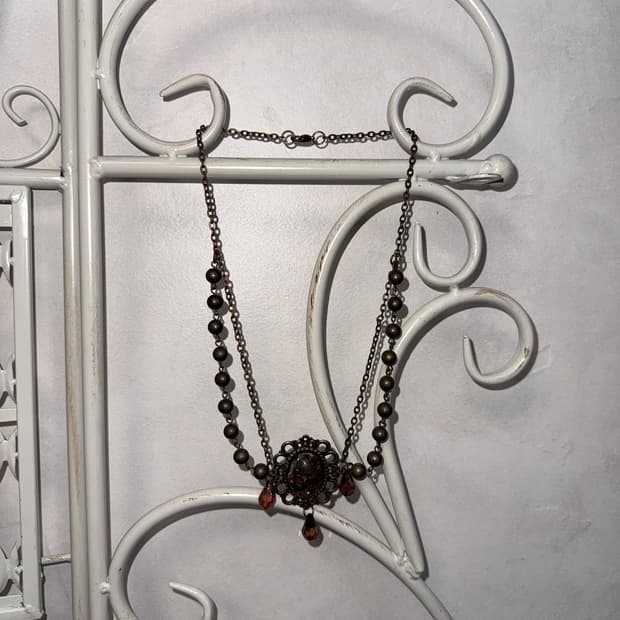 Bold antique beads chain layered 목걸이