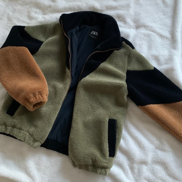 자라 ZARA 키즈 컬러 블럭 플리스 재킷 여성 후리스 집업