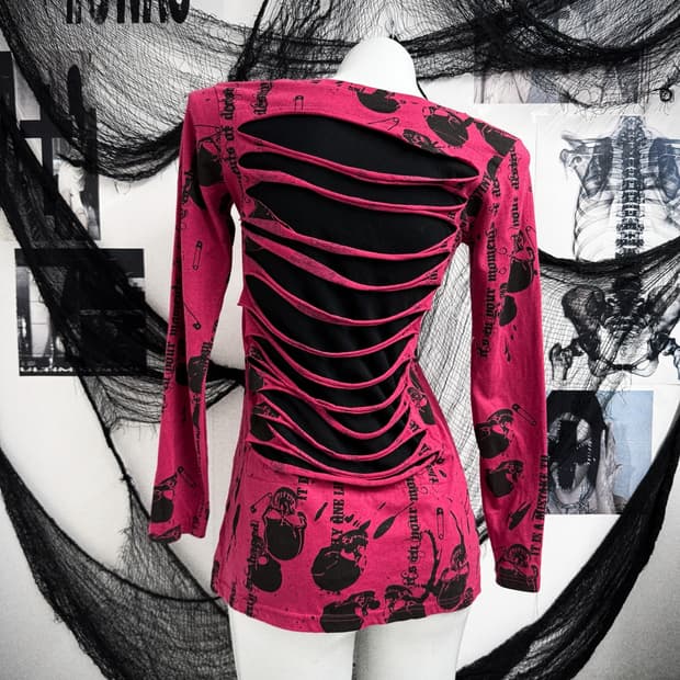 Punk damaged printing longsleeve