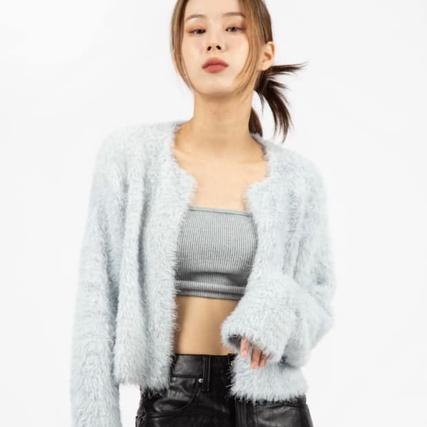 릿킴 앙고라 니트 가디건 아이보리