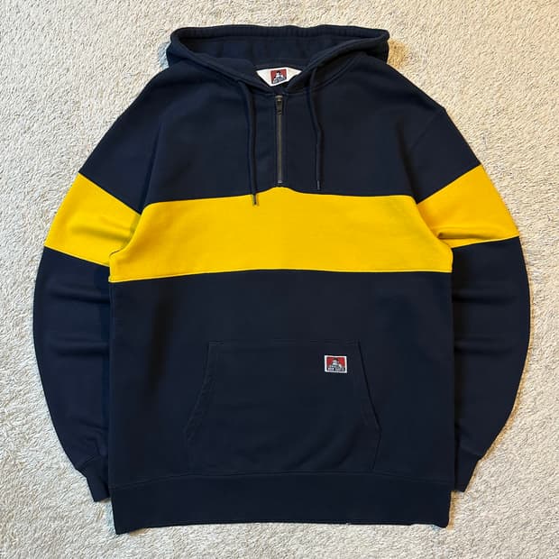 벤데이비스 BEN DAVIS 풀오버 반집업 배색 후드티