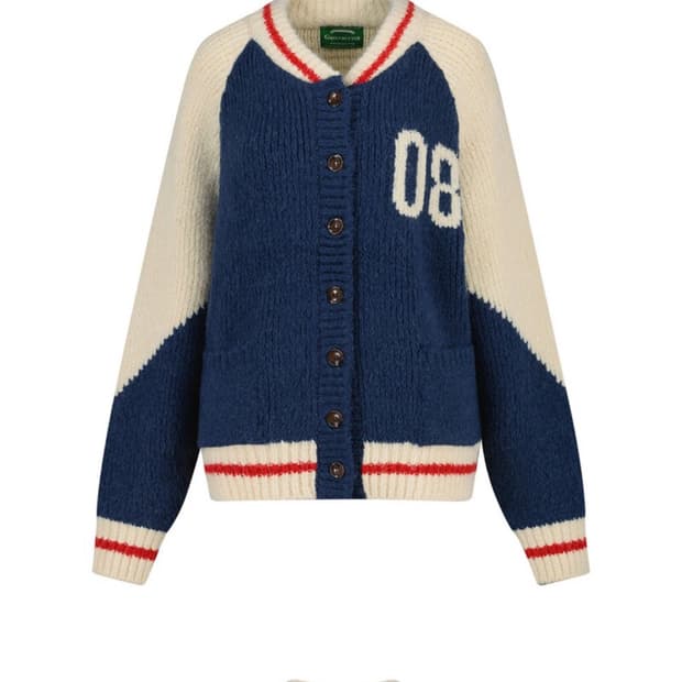 그린버터 08 Varsity Alpaca Knit Cardigan