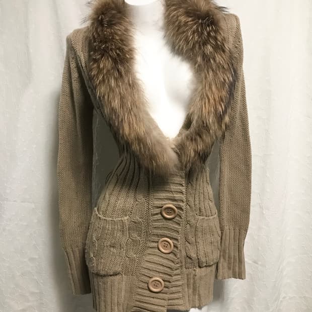 빈티지 sky bomber 00s y2k 퍼 트리밍 롱 가디건