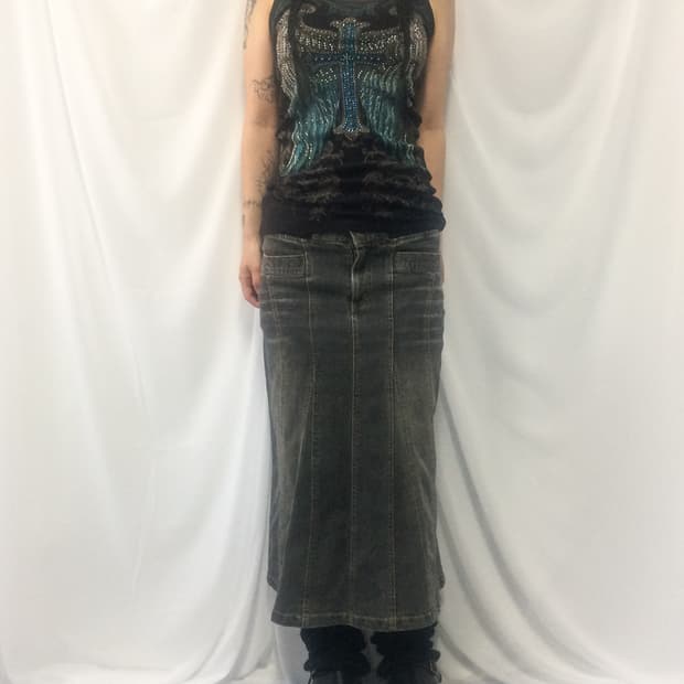 Cross cubic point ribbed sleeveless