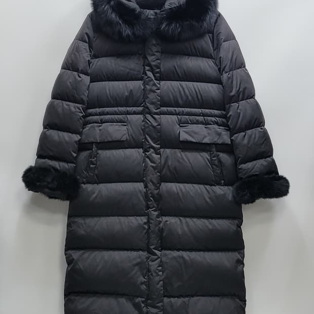 더엣지 폭스퍼 프리미엄 구스 다운 롱 패딩 / 여 77 블랙 
