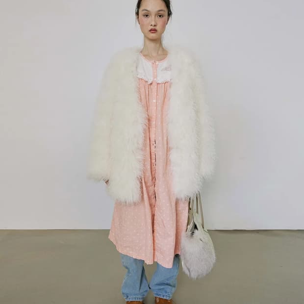 Sculptor Faux Fur Middle Jacket White