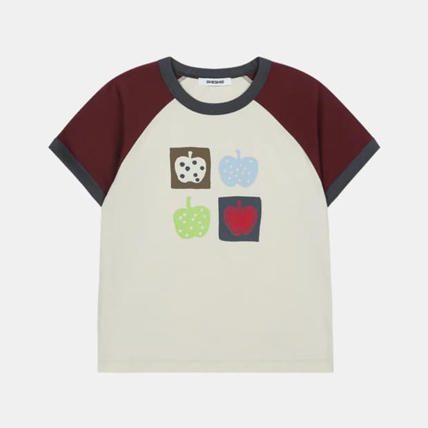 오헤시오 반팔 APPLE RAGLAN T-SHIRT, BURGUNDY
