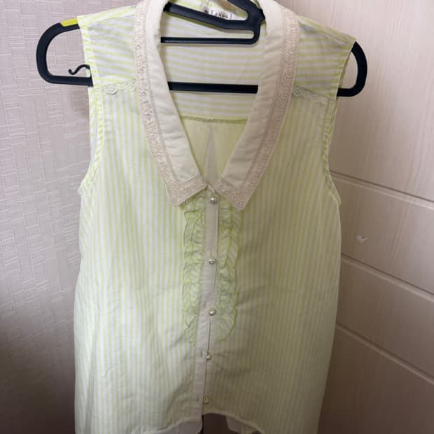 엑시즈팜 레이스 카라 베스트 블라우스 빈티지 모리걸