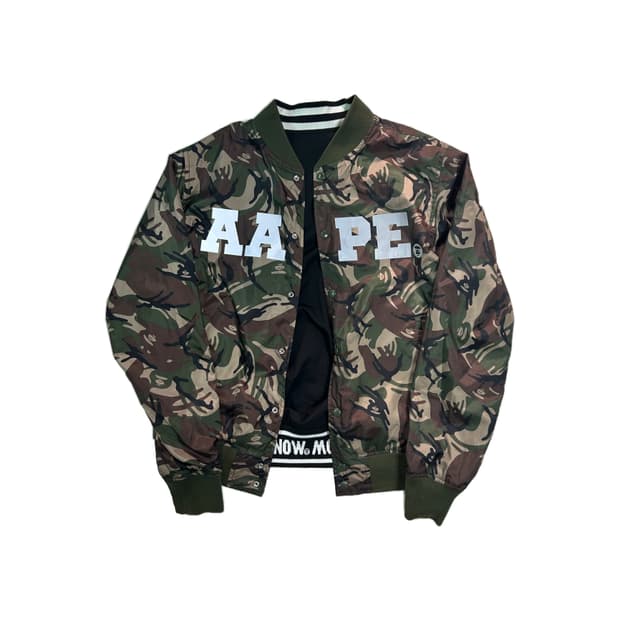 에이프 카모 리버시블 빅로고 바시티 자켓