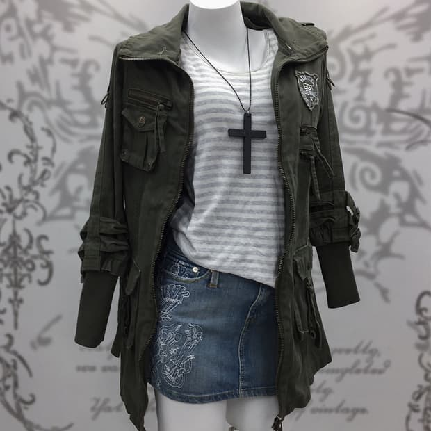 Y2K back lettering patch utility jacket