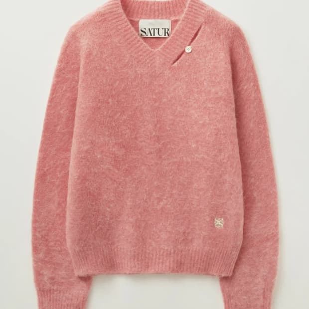 세터 에센 투 톤 모헤어 풀오버 니트 핑크