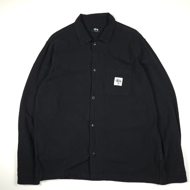 스투시 시어서커 셔츠 블랙