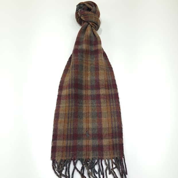 MX513 폴로 90s 이태리판 울 양면 타탄 브라운 머플러 목도리