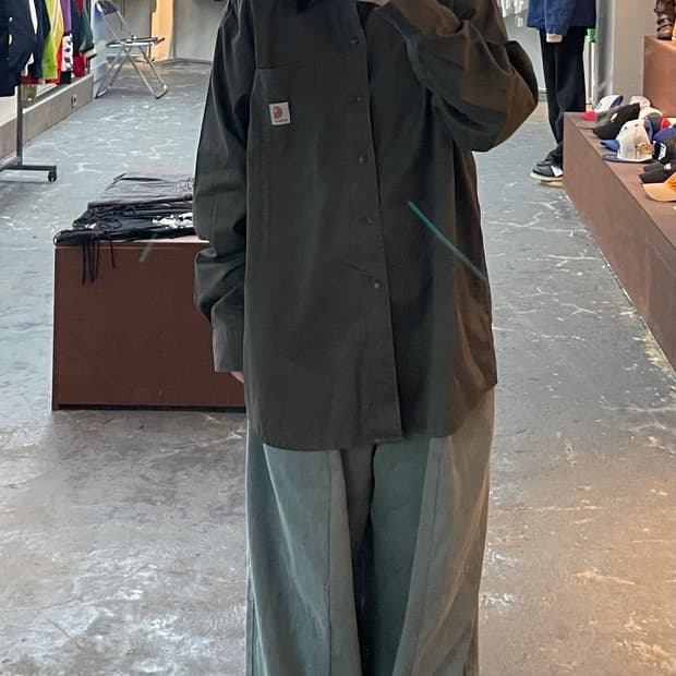 칼하트 로고 올리브색 워크셔츠 H1158