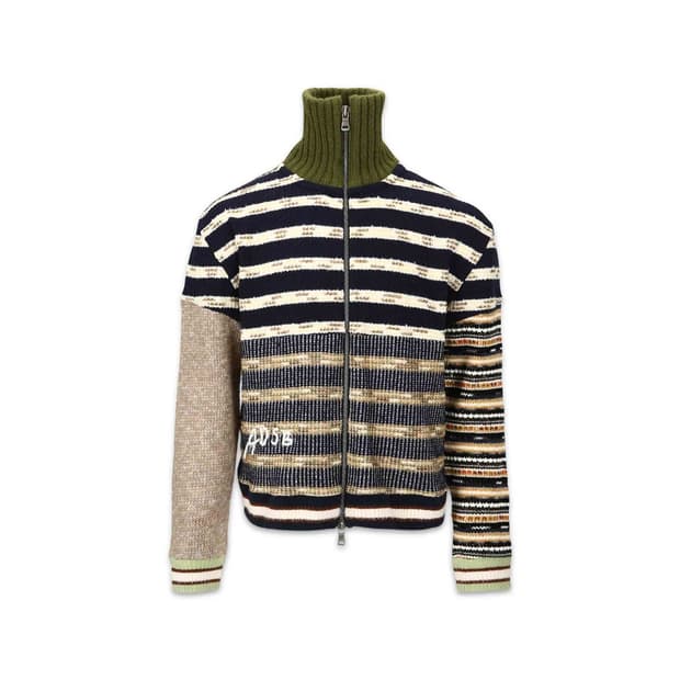 앤더슨벨 브리프덴 패치워크 니트집업 가디건 L