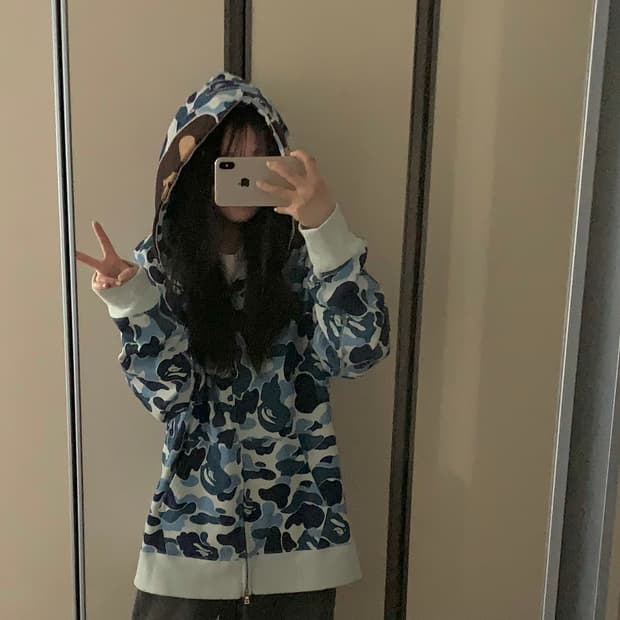 새상품급 정품 베이프 청계 카모 후드집업