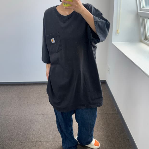 Carhartt 칼하트 원포켓 블랙 반팔