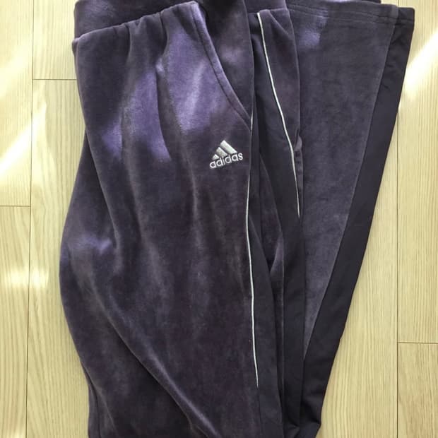 아디다스 벨루어 벨벳 보라 부츠컷 트레이닝팬츠