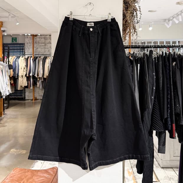 주카 블랙 와이드 사루엘 코튼 팬츠