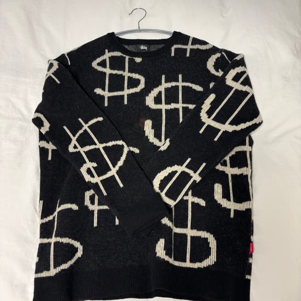 스투시 라지 올드 달러싸인 스웨터 롱슬리브