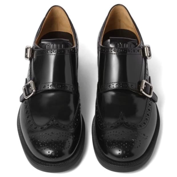 미우미우 처치스 몽크 브로그 블랙