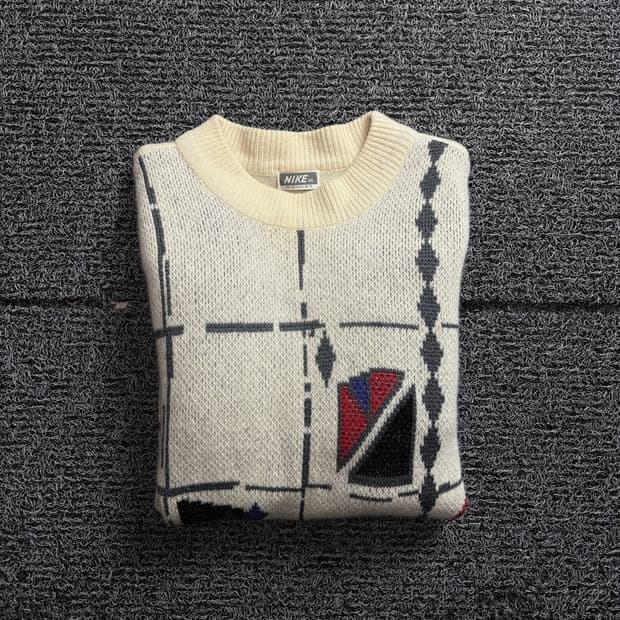 90s 나이키 올드스쿨 패턴 반폴라 니트 2532