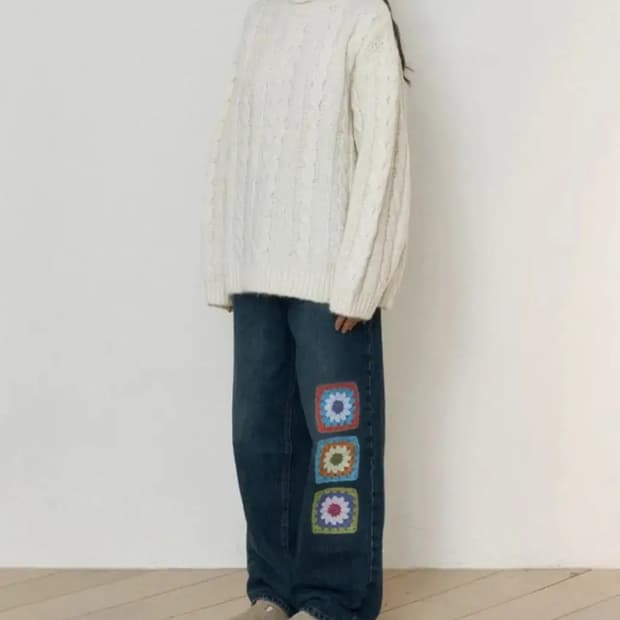 로씨로씨 X 그래피커스 Crochet Jeans [MIDDLE BLUE]