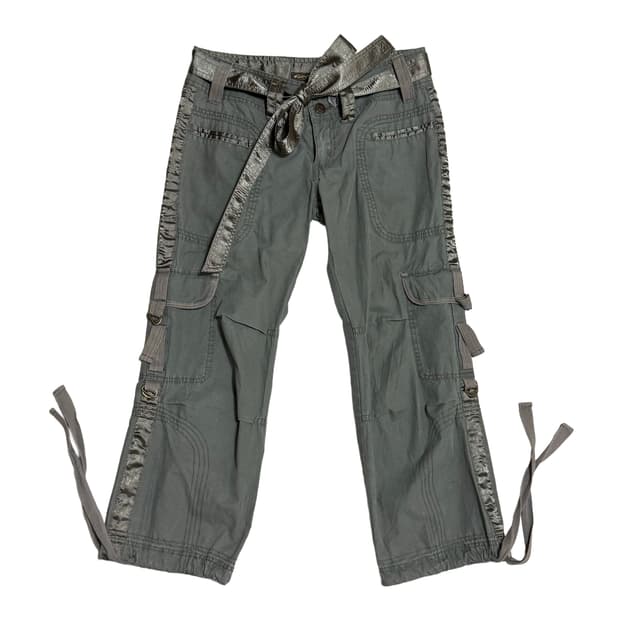 빈티지 벨티드 카고 미디 팬츠