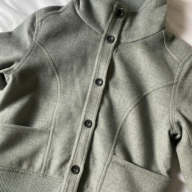 TAKEANAP Napsanaps 그레이 숏 코트 숏코트 하이넥