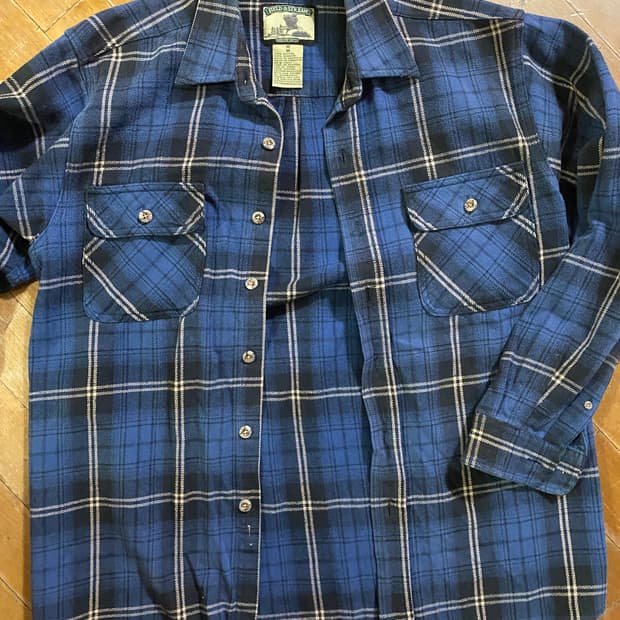 (미국판)FIELD & STREAM 블루 체크 플란넬 셔츠 M