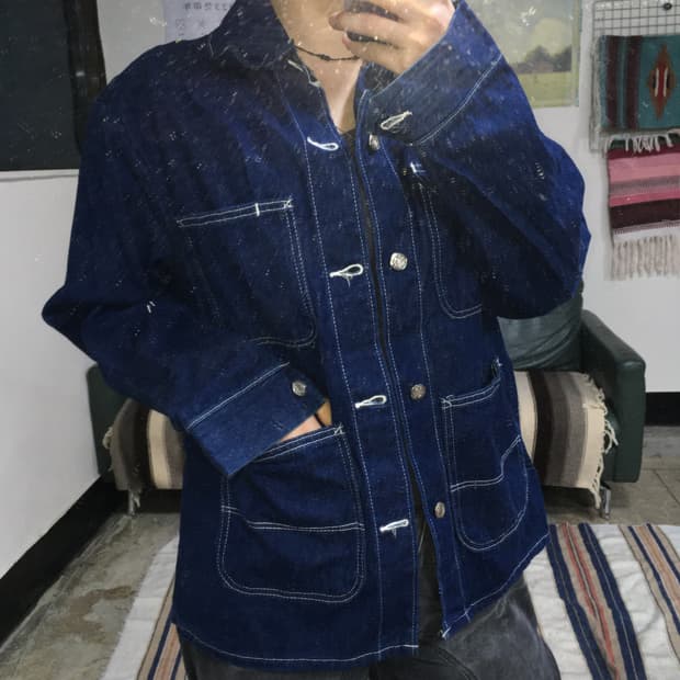 투티/0257 USA 빈티지 미국 실버 버튼 데님 셔츠