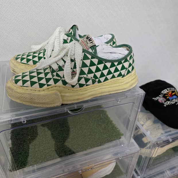 메종 미하라 야스히로 베이커 오버다이드 OG 솔 캔버스 로우탑 스니커즈