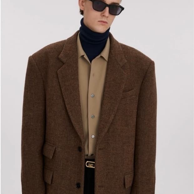 [L] 렉토 베를린 펠트 오버사이즈 싱글 코트 브라운
