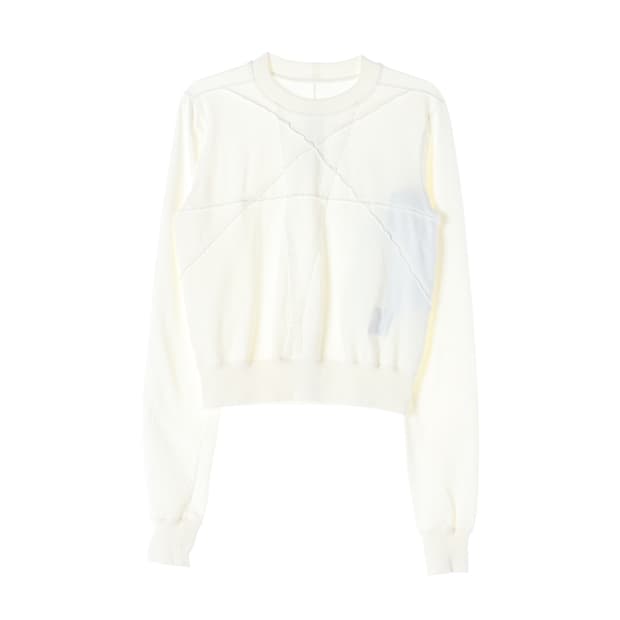 [S]릭 오웬스 아이보리 다크쉐도우 크롭 맨투맨 스웨트셔츠