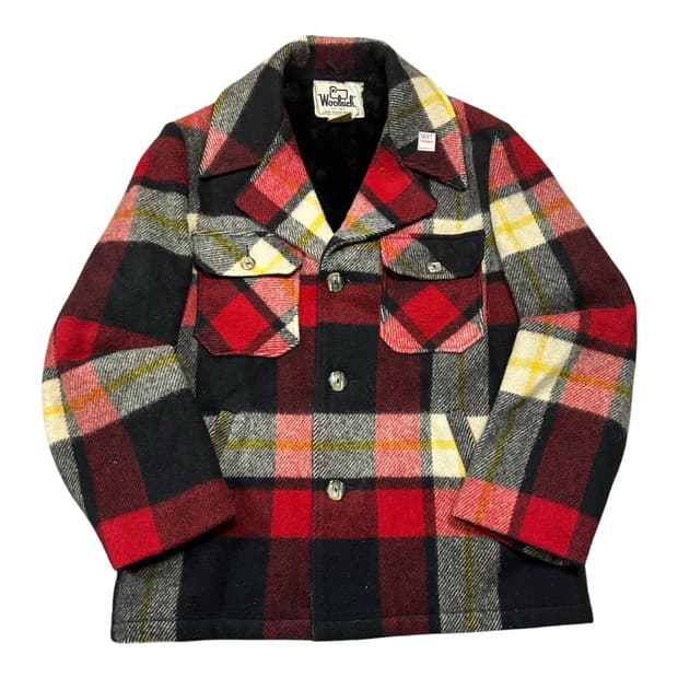 ✨ (바배) Woolrich 빈티지 레드 블록체크 퍼 안감 울 자켓