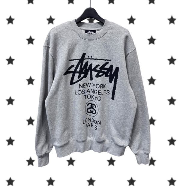 정품 스투시 월드투어 그레이 맨투맨