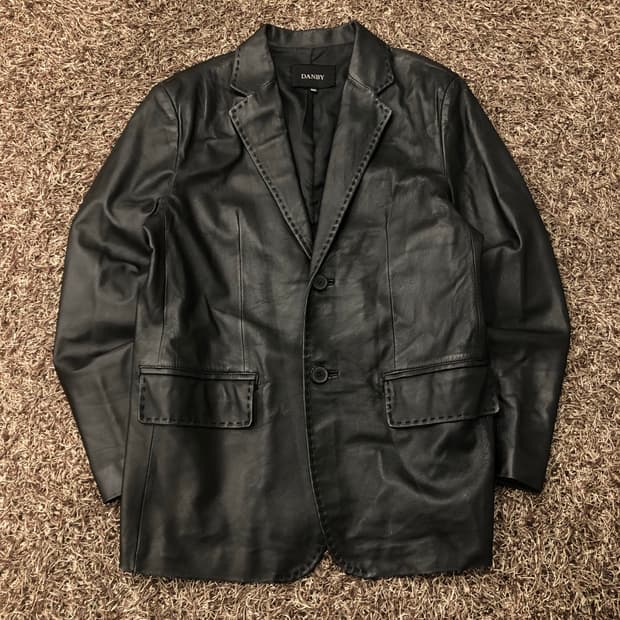 빈티지 양가죽 스티치 블레이저 레더 가죽 자켓