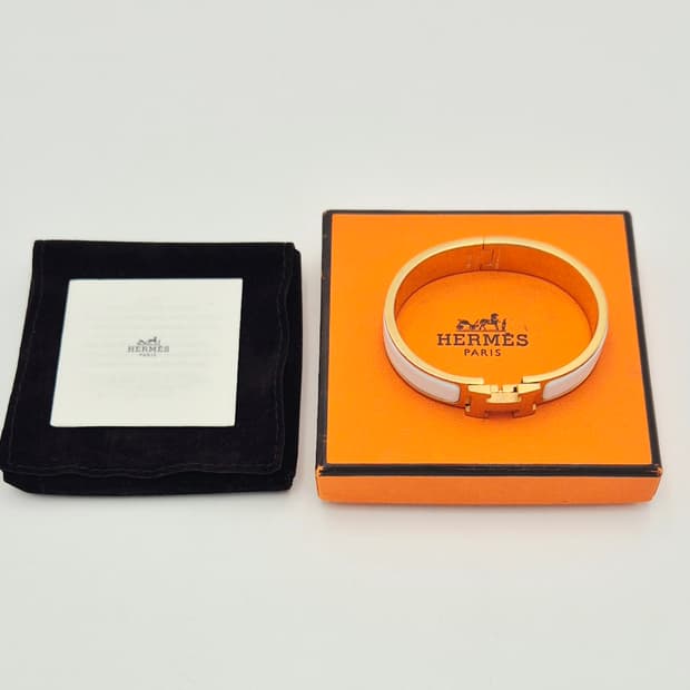 에르메스 클릭아슈 PM 화이트 금장 팔찌