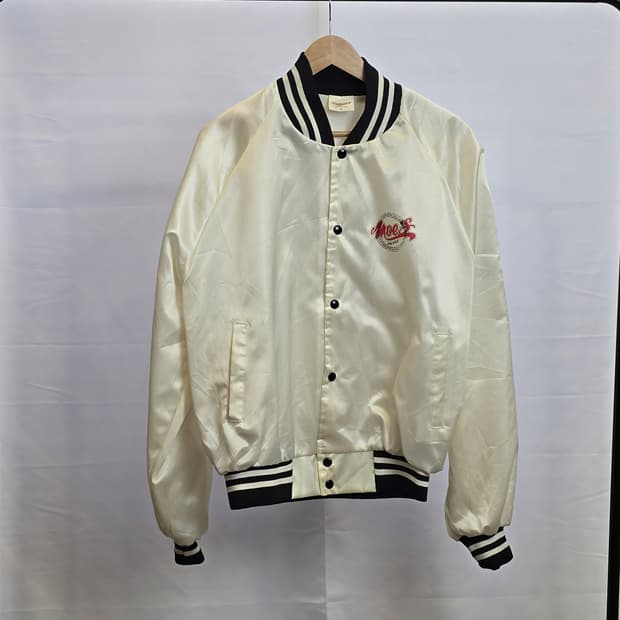 AUBURN SPORTSWEAR USA 새틴 스타디움 자켓 XL 아이보리