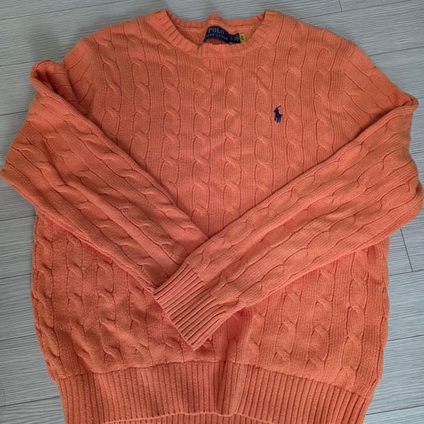 폴로 꽈배기 니트 오렌지 L