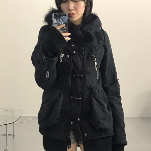 Sly buckle detail fur hood Jacket