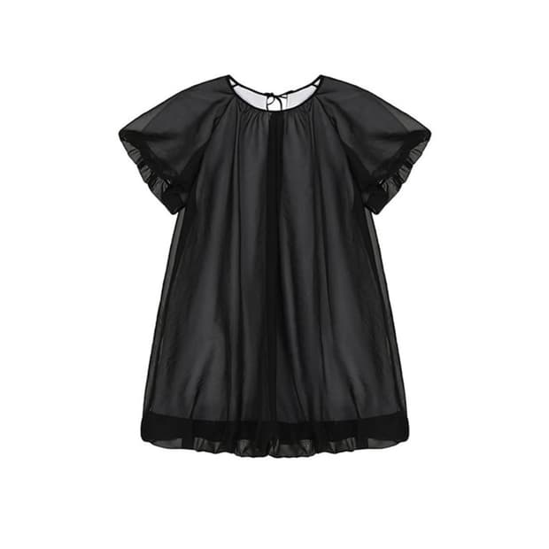 COSMOSS volume mini dress (sheer black)