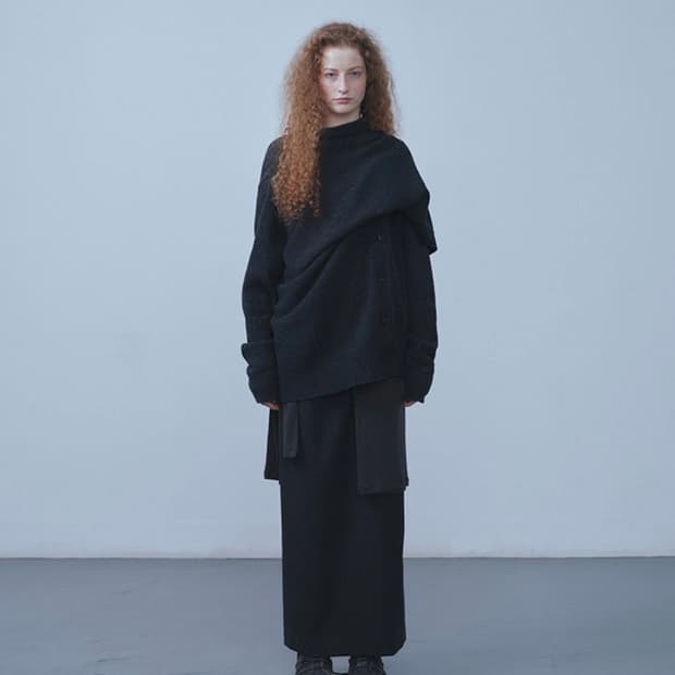 리포스 볼드 숄 가디건 차콜