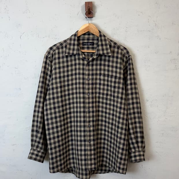입생로랑 90s 빈티지 로고 체크셔츠