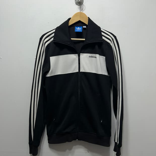아디다스 투톤 블랙 화이트 져지 트랙 자켓 M 