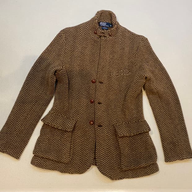 폴로 랄프로렌 울+알파카 헤링본 니트 블레이져 자켓 XL