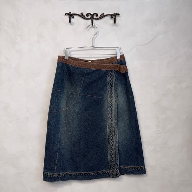 Sisley washing denim wrap skirt